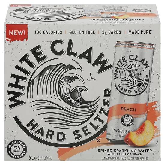 White Claw Peach Hard Seltzer (6 pack, 12 fl oz)