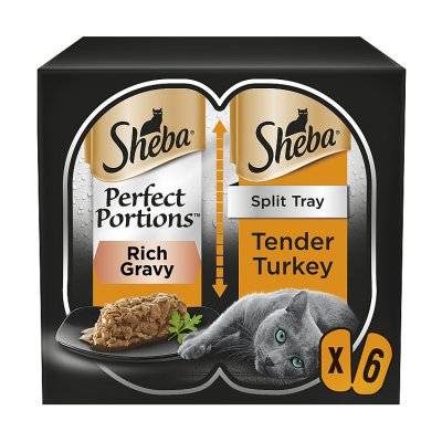 Sheba Perfect Portions Adult Wet Cat Food Trays Turkey in Gravy (6ct)