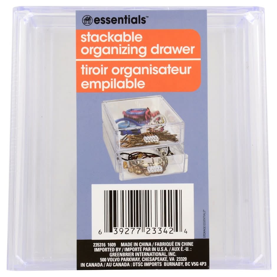 Essentials Plastic Desktop Organizer Drawers, 5x5x1.75 in, Clear