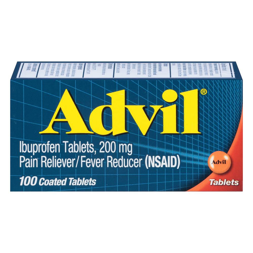 Advil 200 Mg Ibuprofen Tablets Pain Reliever (3.2 oz, 100 ct)