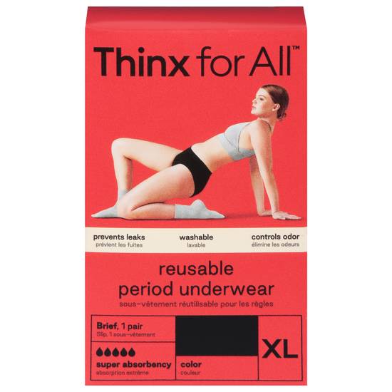 Thinx Forall Extra Large Black Super Absorbency Reusable Period Underwear
