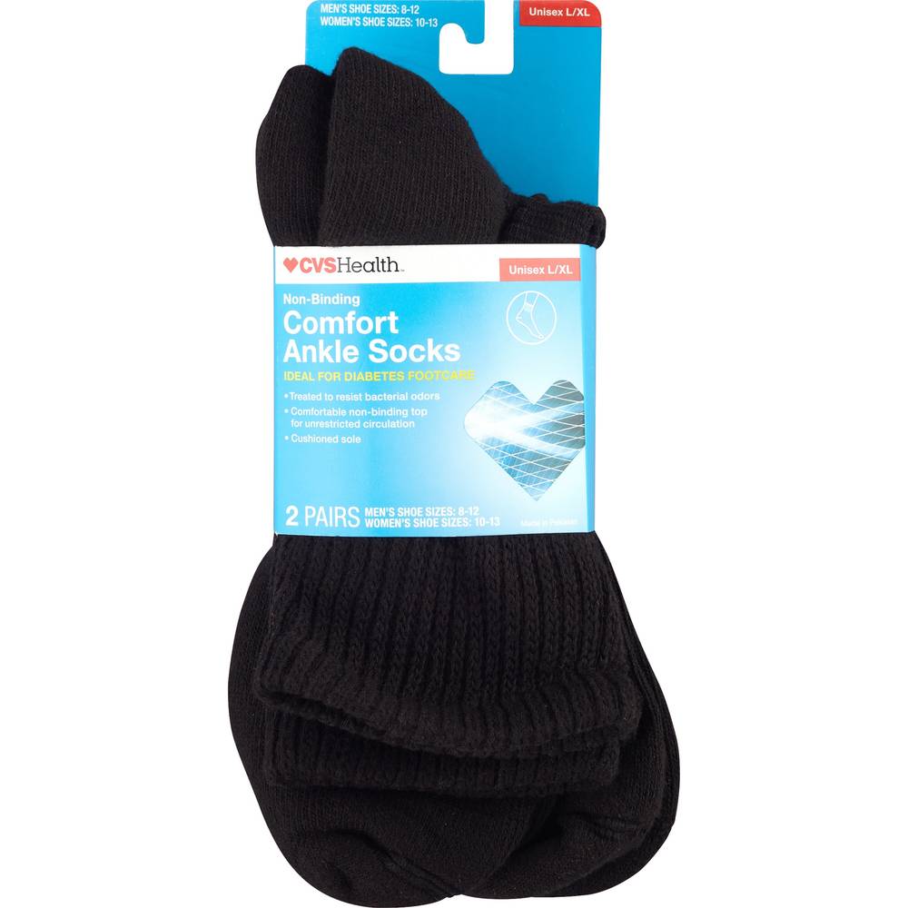 Cvs Health Non-Binding Comfort Ankle Socks (unisex/l/xl/black)