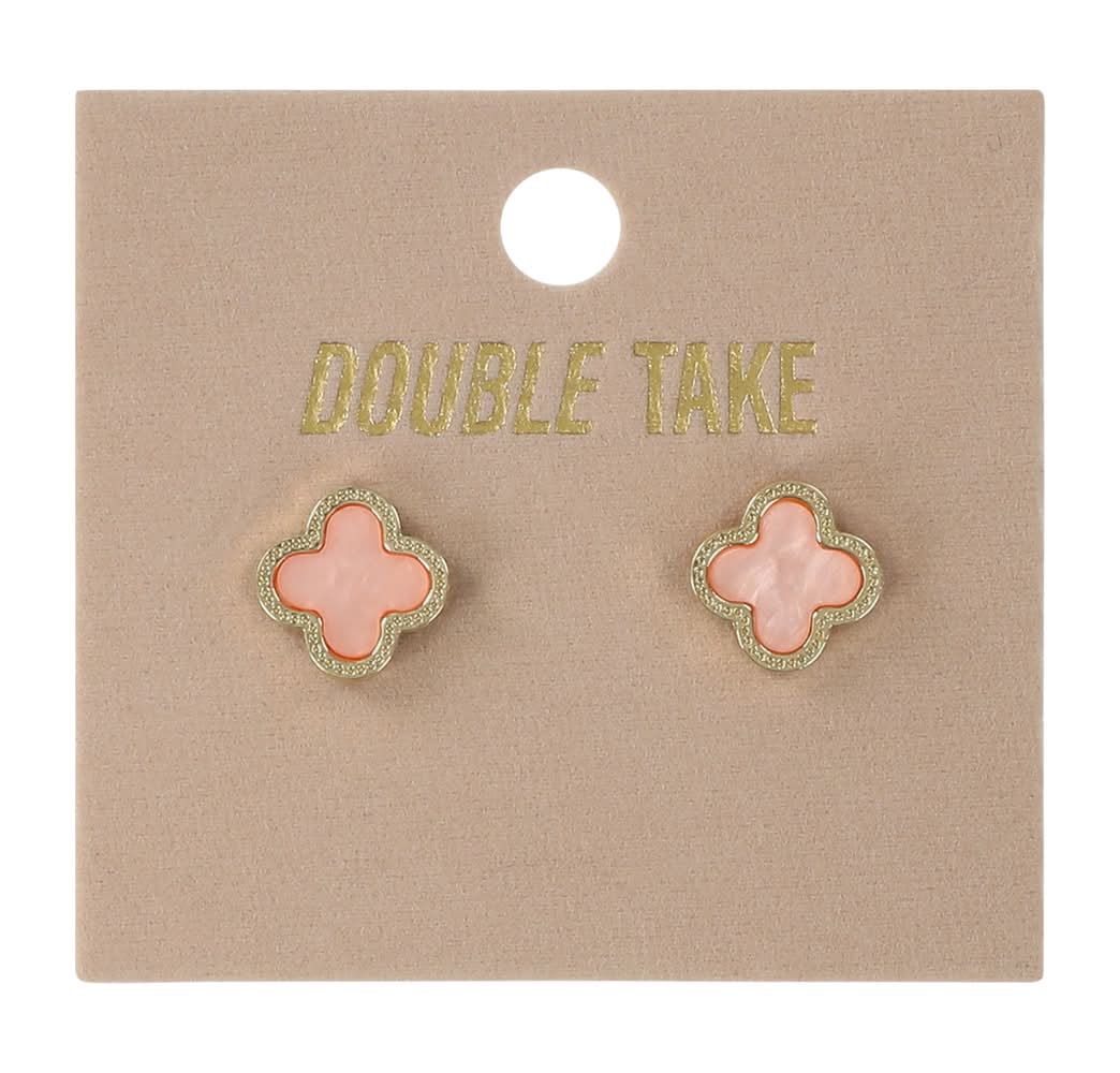 Double Take Clover Earrings Pink