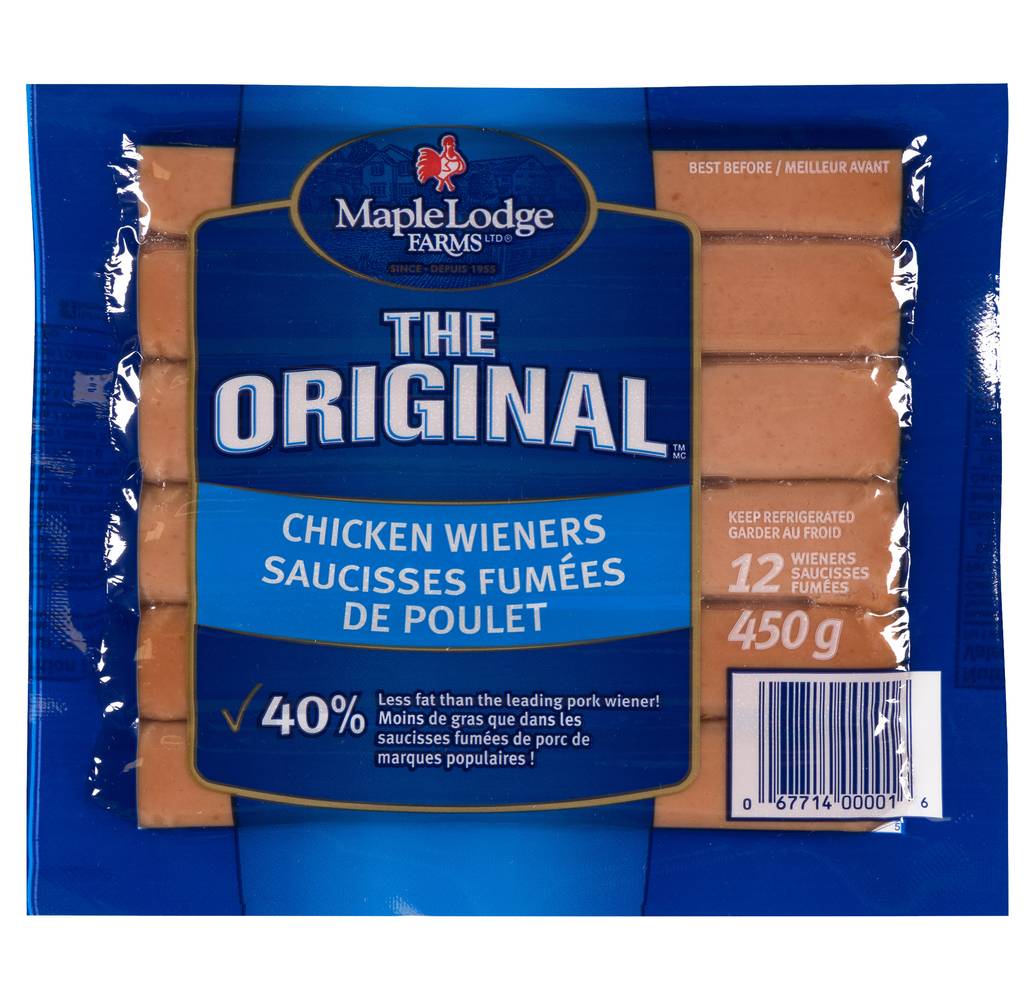 Maple lodge farms saucisses fumées de poulet originales - original chicken wieners (12 unités)