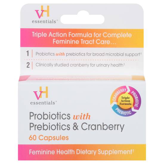 Vh Essentials Probiotics With Prebiotics & Cranberry Feminine Health Capsule (60 count)