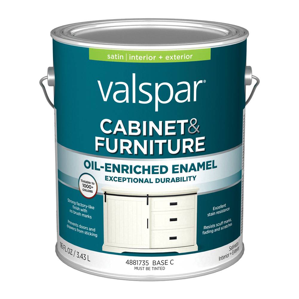 Valspar Satin Base Tintable Cabinet and Furniture Paint Enamel (1-Gallon) | 007.4881735.007