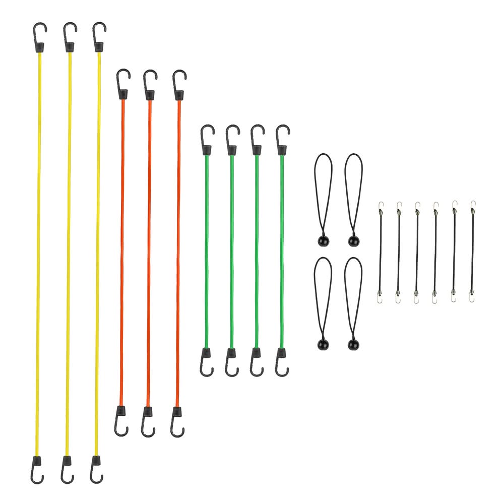 Project Source Assorted Length Bungee Cord with Hooks 20 -Pack