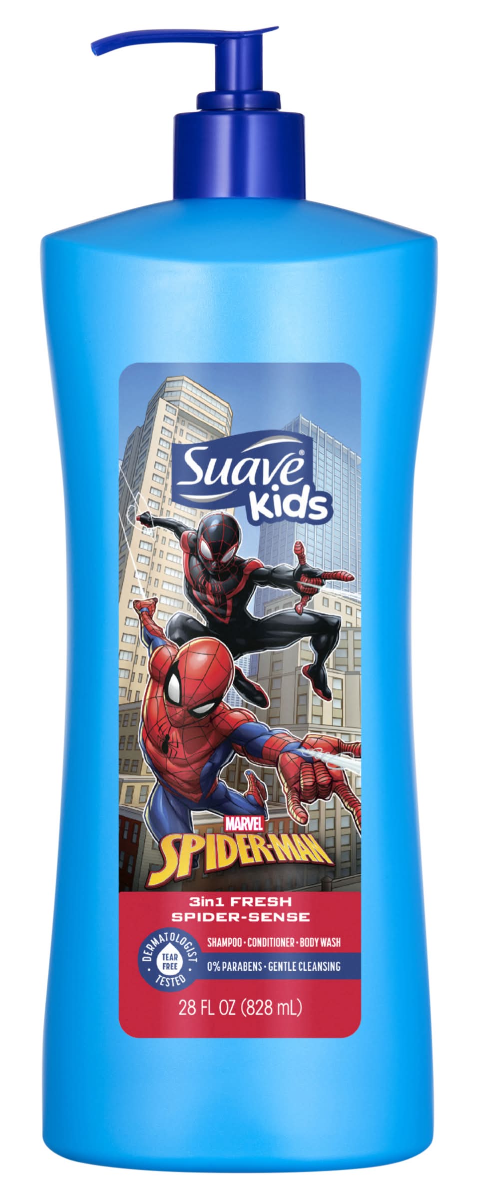 Suave Spider-Man 3 in 1 Pump Shampoo Conditioner & Body Wash, Fresh Spider-Sense (28 fl oz)