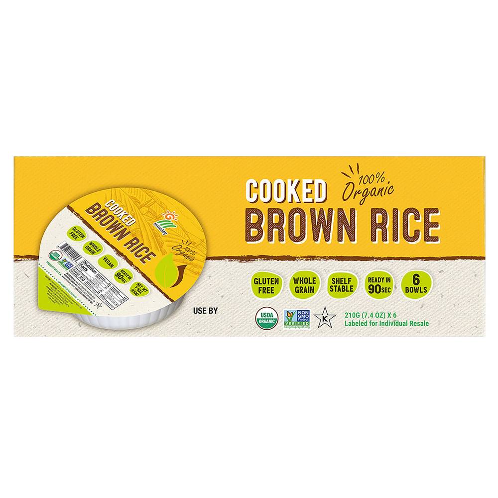 Minsley Organic Cooked Brown Rice Bowls, 7.4 oz, 6-count
