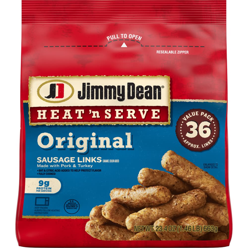 Jimmy Dean Heat 'N Serve Original Sausage Links Value pack, Pork & Turkey (23.4 oz)