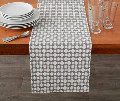 Broyhill Lattice Crossweave Table Runner, Gray-White