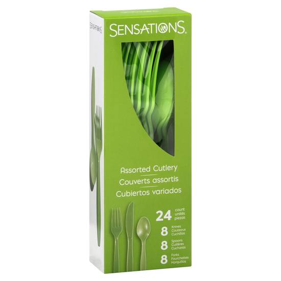 Sensations Assorted Plastic Green Cutlery ( 24 ct)