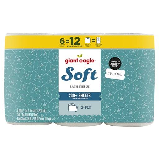 Giant Eagle Bath Tissue Soft 2-ply Rolls (3.8 in x 4 in/white) (6 ct)