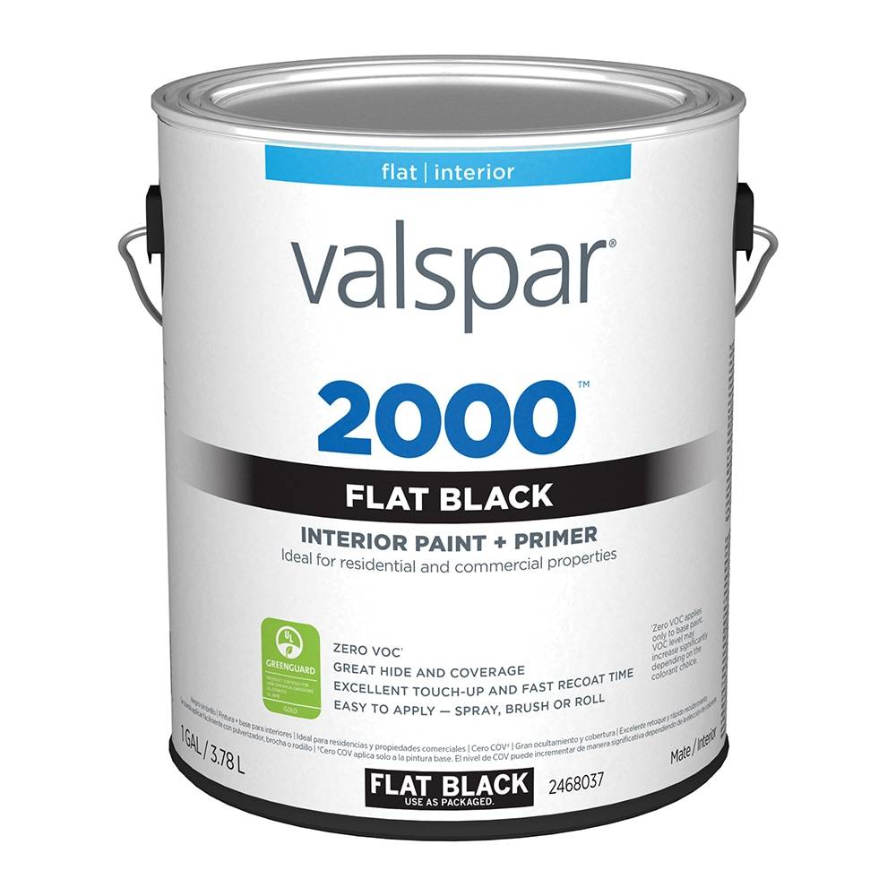 Valspar 2000 Flat Black Latex Interior Paint + Primer (1-Gallon) | 007.2468037.007