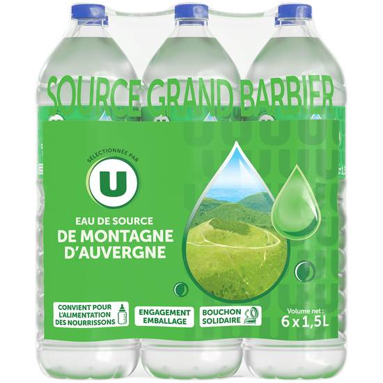 U - Eau de source de montagne d'auvergne (6 pieces, 1,5 L)