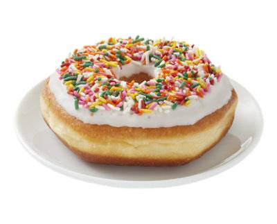 White Iced Ring With Sprinkle Donut