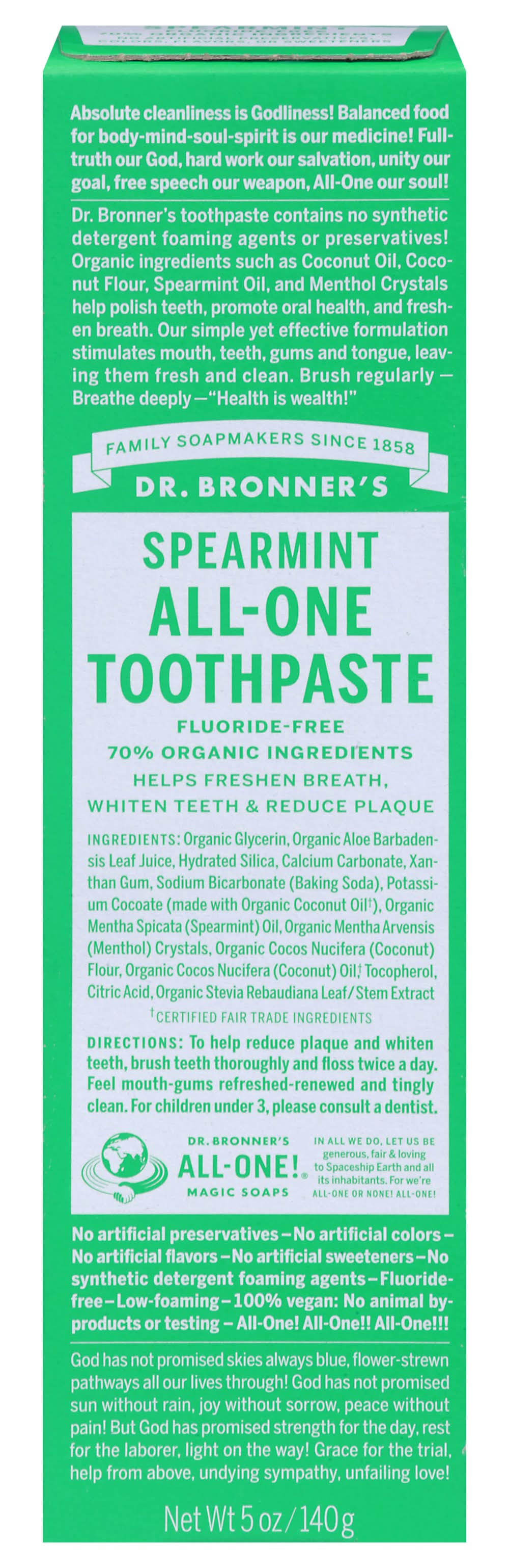 Dr. Bronner's All-One Spearmint Toothpaste (5 oz)