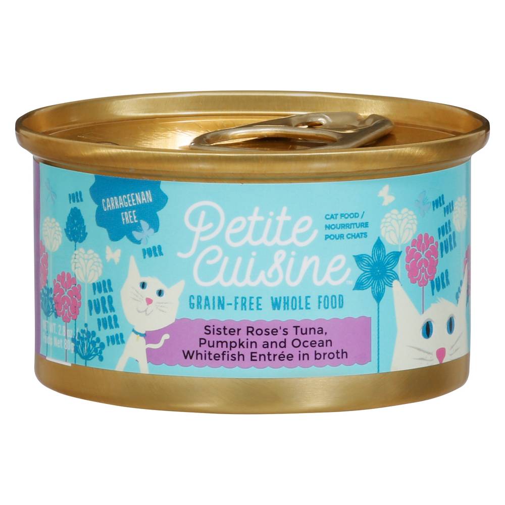 Petite Cuisine Sister Roses Tuna Pumpkin and Ocean Whitefish Entree in Broth Cat Food (2.8 oz)