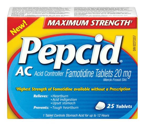 Pepcid Maximum Strength Famotidine Tablets 20 mg (25 ct)