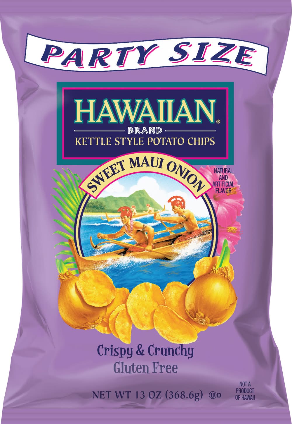 Hawaiian Crispy & Crunchy Kettle Style Potato Chips, Sweet Maui Onion (13 oz)