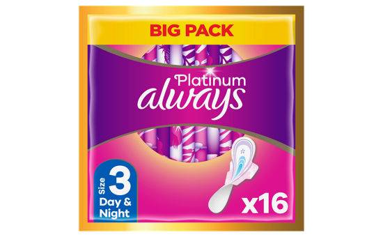 Always Platinum Day & Night (Size 3) Pads Wings 16 Sanitary Towels