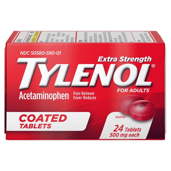 Tylenol Extra Strength Acetaminophen 500 mg Pain and Fever Reducer (24 ct)