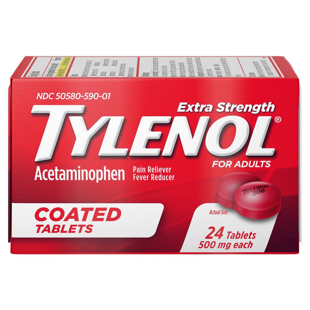 Tylenol 500 Mg Extra Strength Acetaminophen Pain and Fever Reducer (1.3 lbs, 24 ct)