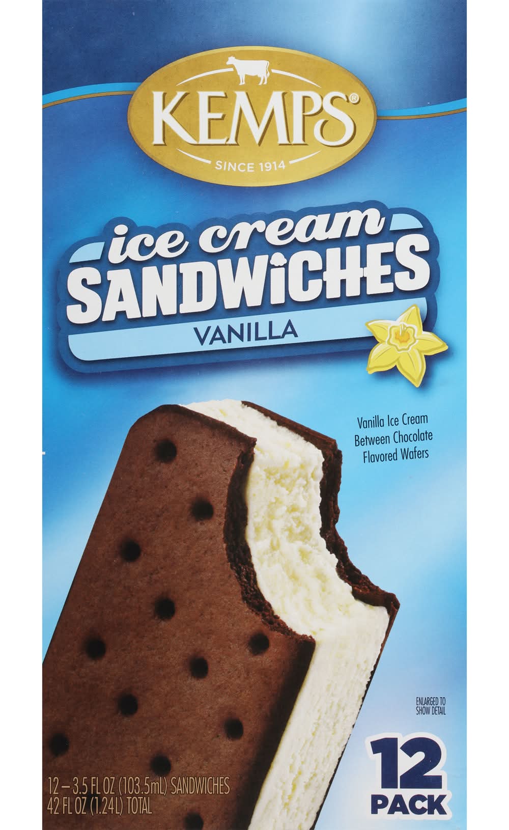 Kemps Ice Cream Sandwiches, Vanilla (12 x 3.5 fl oz)