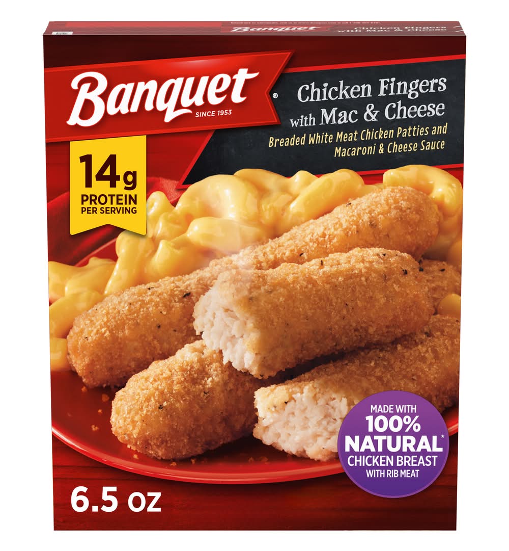 Banquet Chicken Fingers Breaded Patties, Mac & Cheese (6.5 oz)