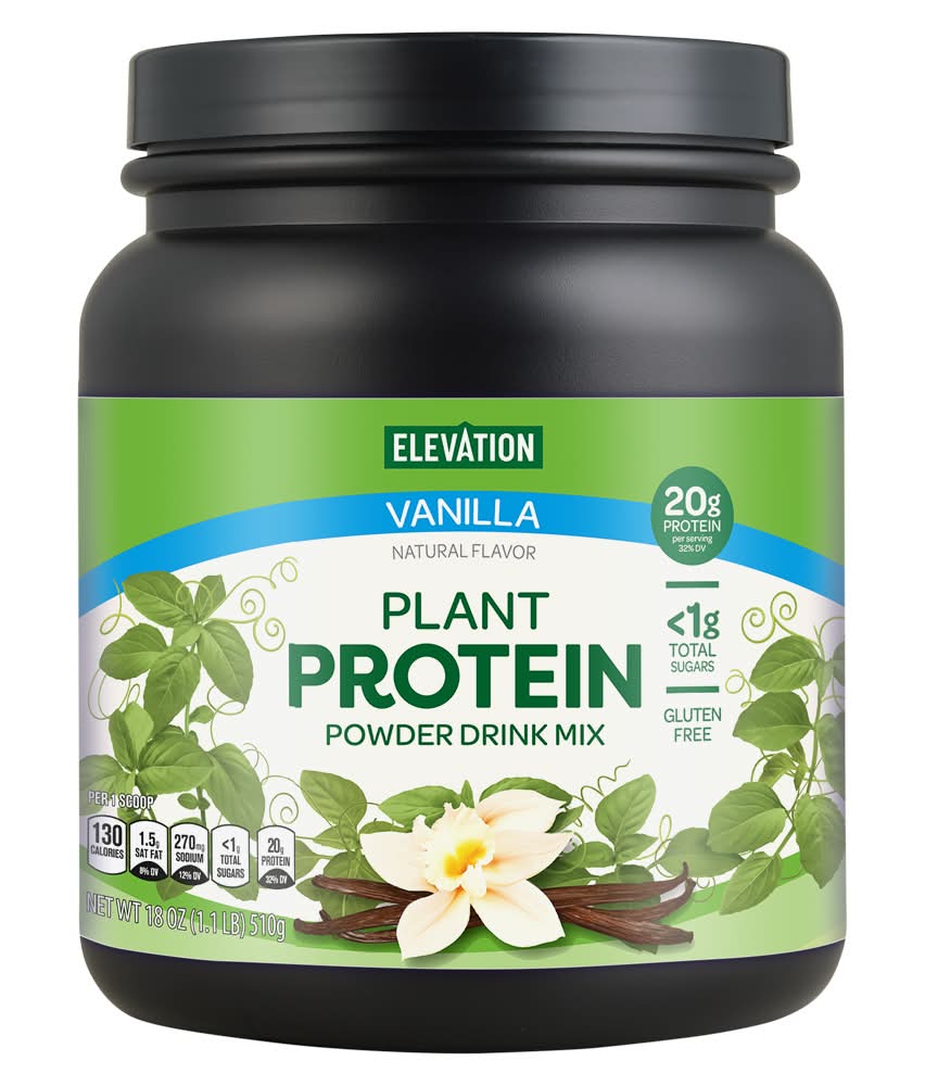 Elevation Plant Protein Powder Drink Mix, Vanilla (18 oz)