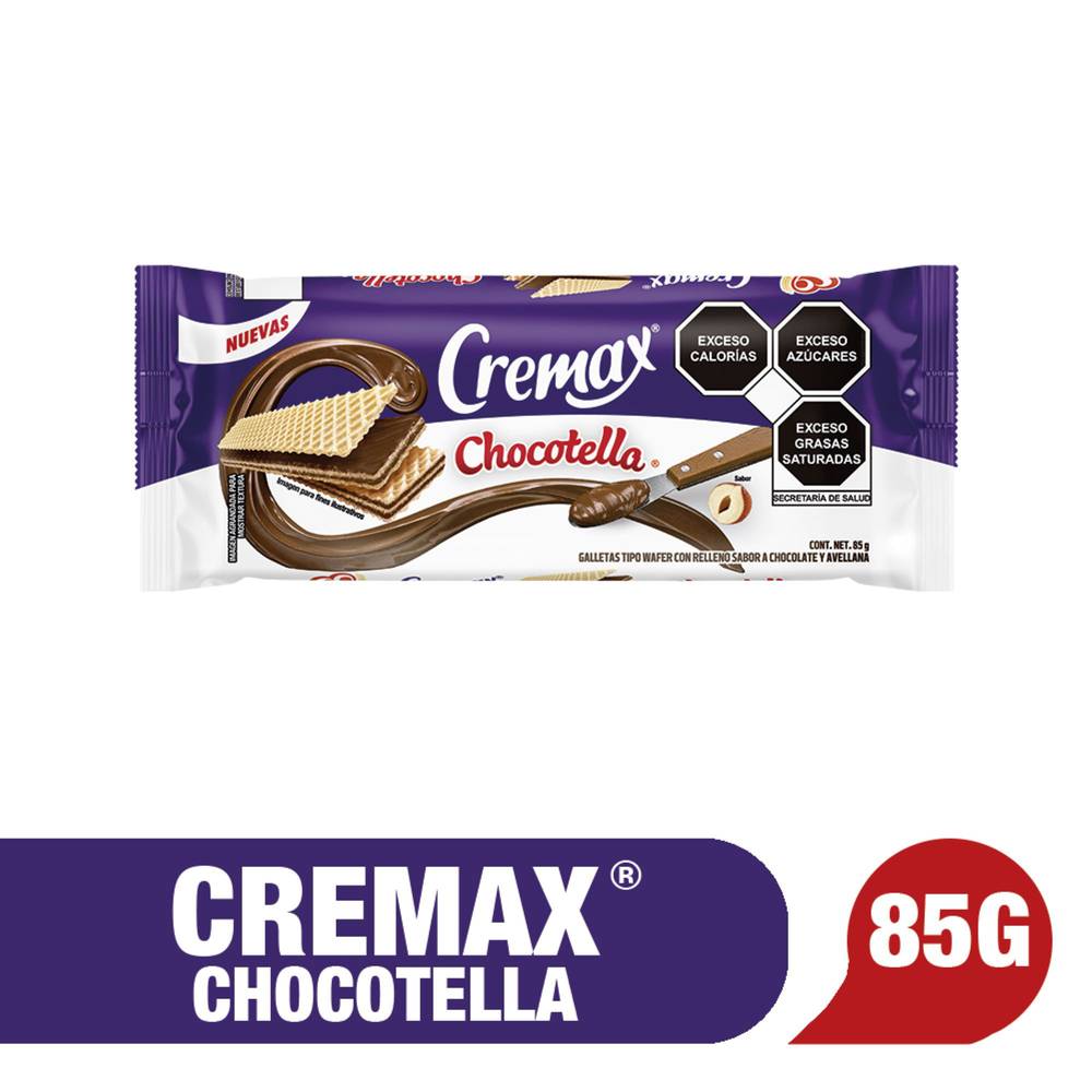 Cremax · Chocotella galletas tipo wafer rellenas, chocolate-avellana (85 g)