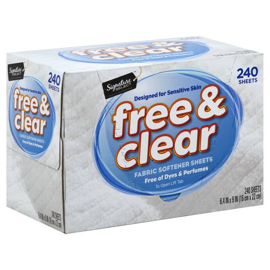 Signature Select Free & Clear Fabric Softener Sheets (240 ct)