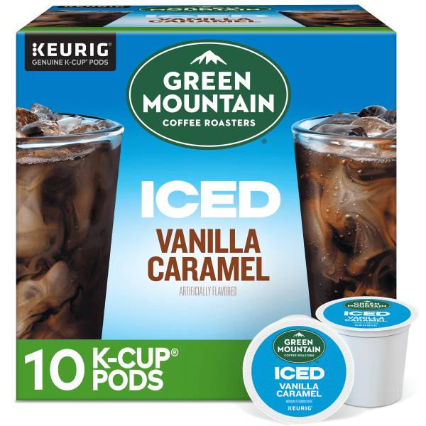 Green Mountain Coffee Roasters ICED Vanilla Caramel Single Serve Keurig K-Cup Pods, Pack Of 10 Pods