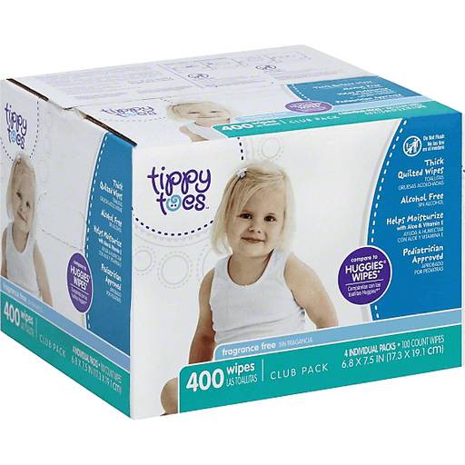 Tippy Toes Baby Wipes 400 Wipes