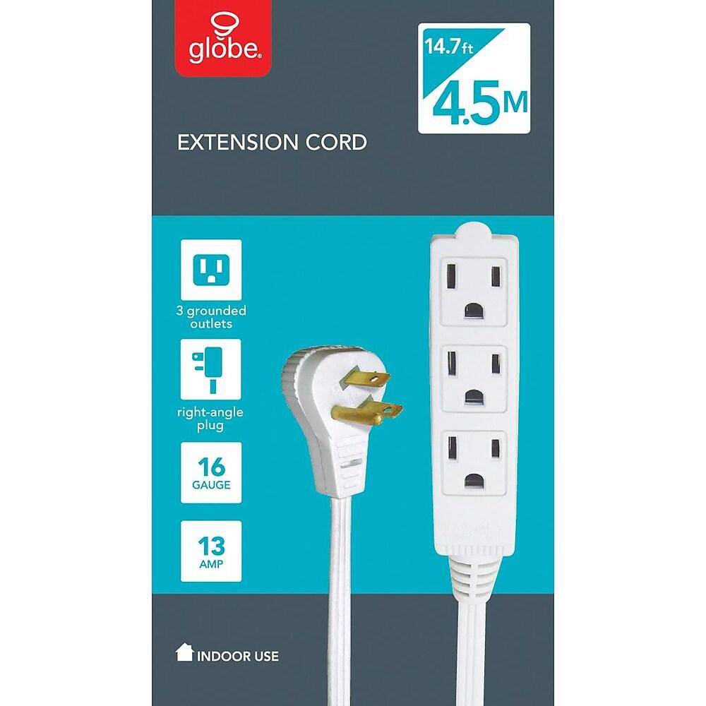 Globe Electric Extension Cord, 4.5m, 3-tap, 3-wire