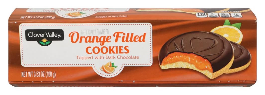 Clover Valley Cookies Topped With Dark Chocolate, Orange (3.53 oz)