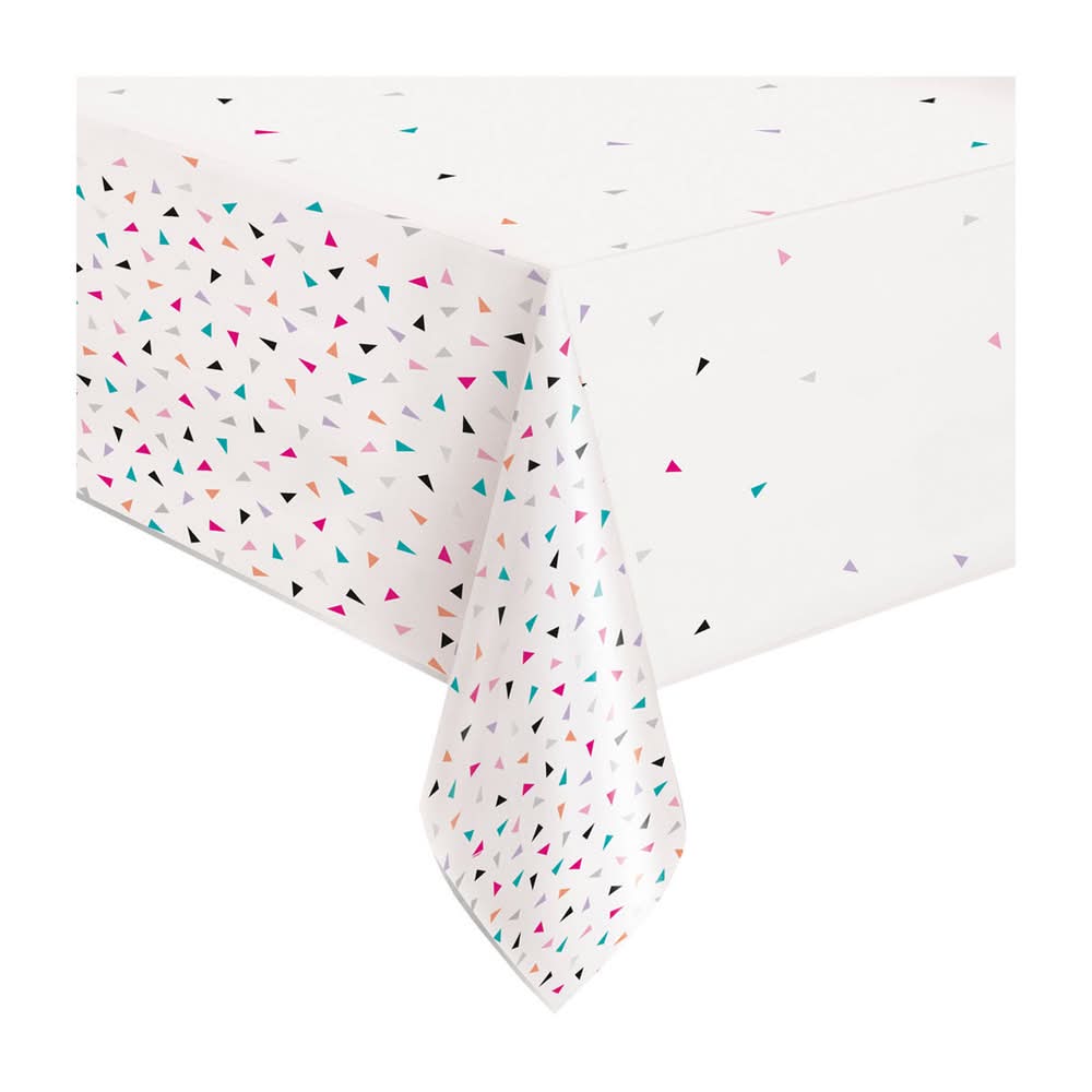 321 Party! Plastic Triangle Confetti Birthday Tablecloth 54" X 84"