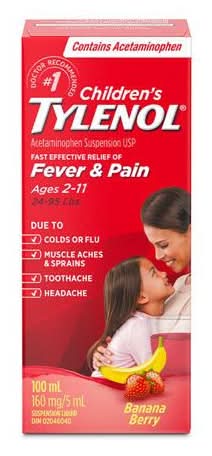 Tylenol Children’s Acetaminophen Suspension Liquid, Banana Berry (100 ml)