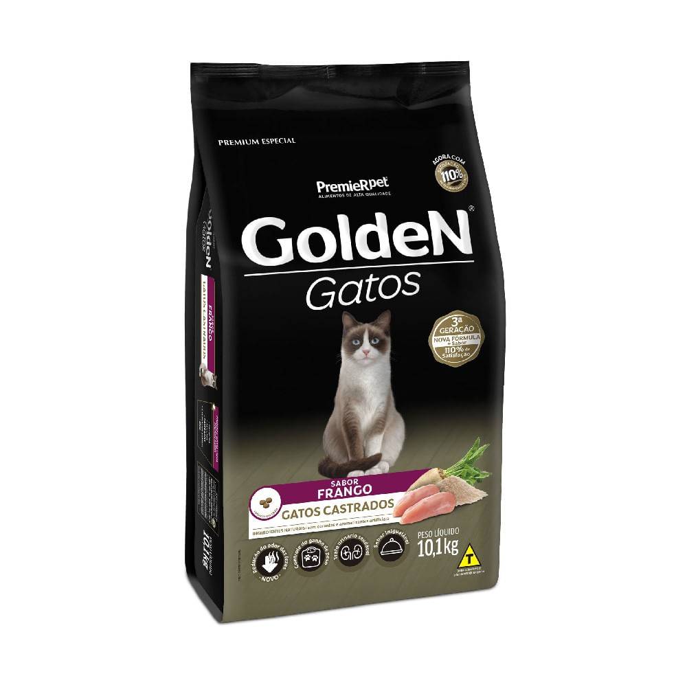 Premierpet ração para gatos castrados sabor frango golden (10,1kg)