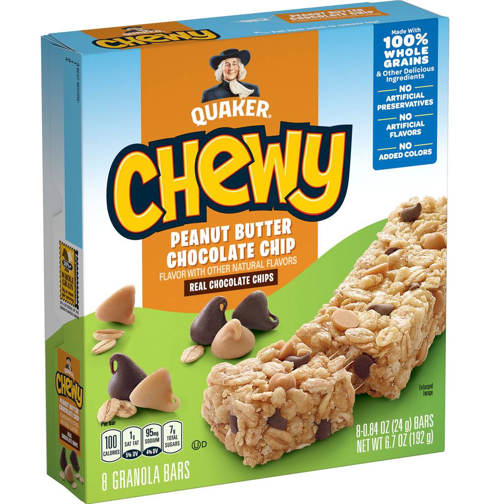 Quaker Chewy Granola Bars, Peanut Butter-Chocolate Chip (0.84 oz, 8 ct)