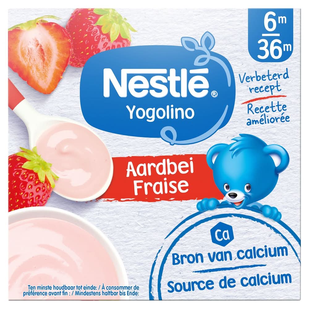 NESTLÉ Yogolino Fruitdessert Aardbei vanaf 6 maanden 4x100g