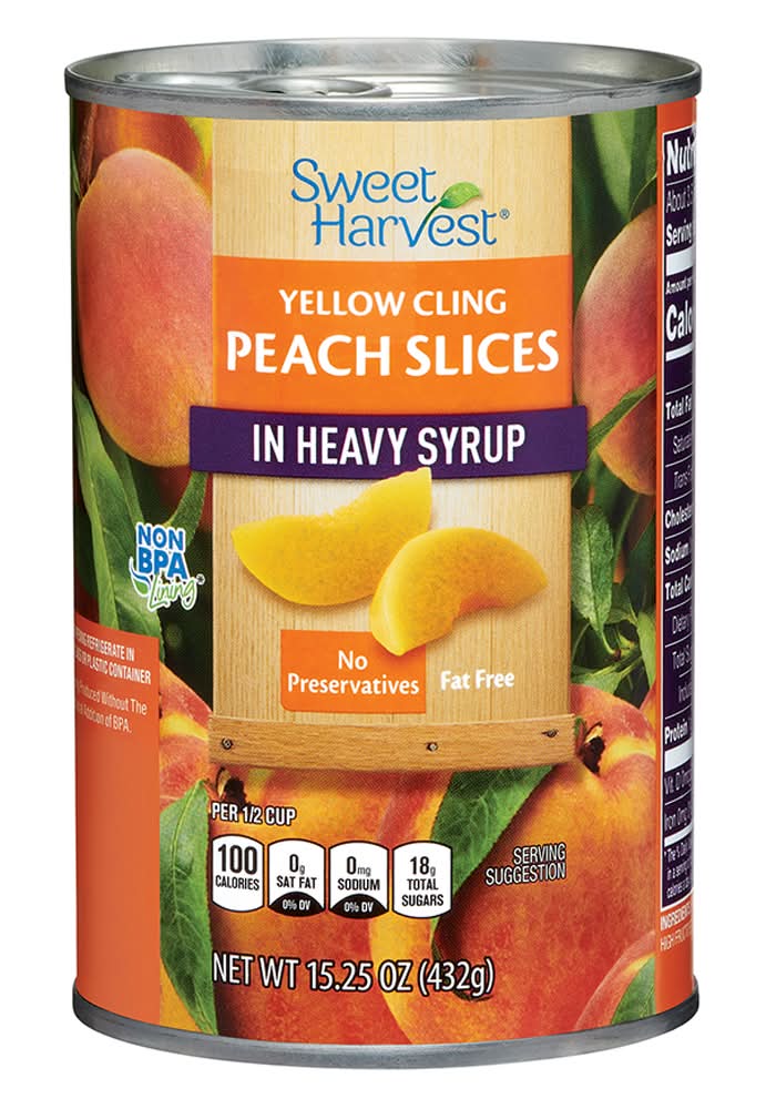 Sweet Harvest Fat Free Yellow Cling Peach Slices in Heavy Syrup (15.25 oz)