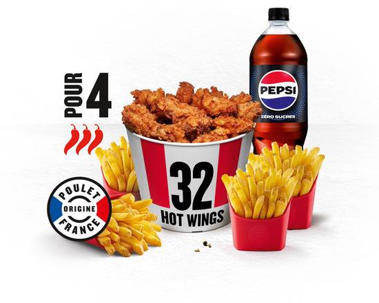 MENU BUCKET POUR 4 – 32 HOT WINGS®