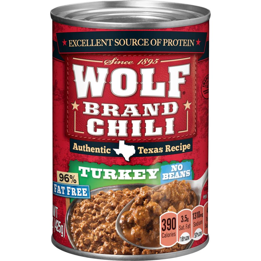 Wolf Brand Chili Authentic Texas Recipe Turkey No-Bean Chili (15 oz)