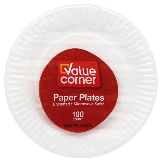 Value Corner Paper Plates (100 ct)