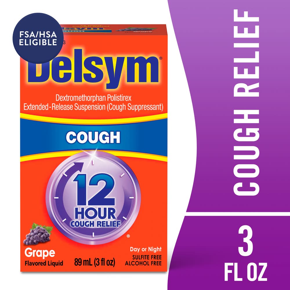 Delsym Flavored Cough Relief Liquid, Grape (3 fl oz)
