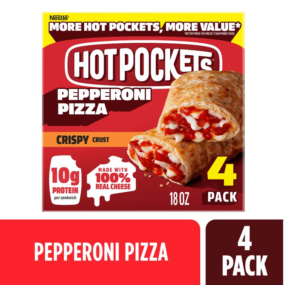 Hot Pockets Crispy Crust Sandwiches, Pepperoni Pizza (18 oz, 4 ct)