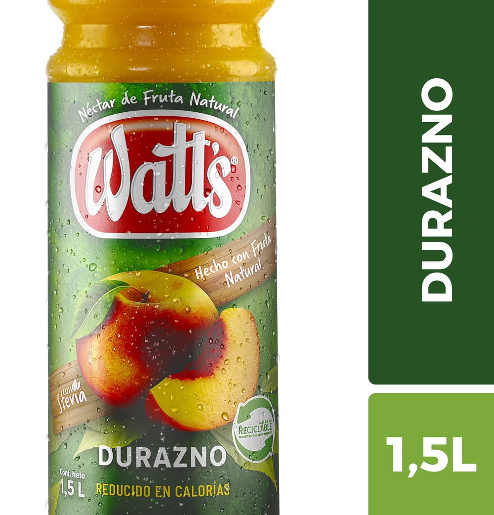 Watt's · Néctar de fruta natural de durazno con stevia (1,5 L)