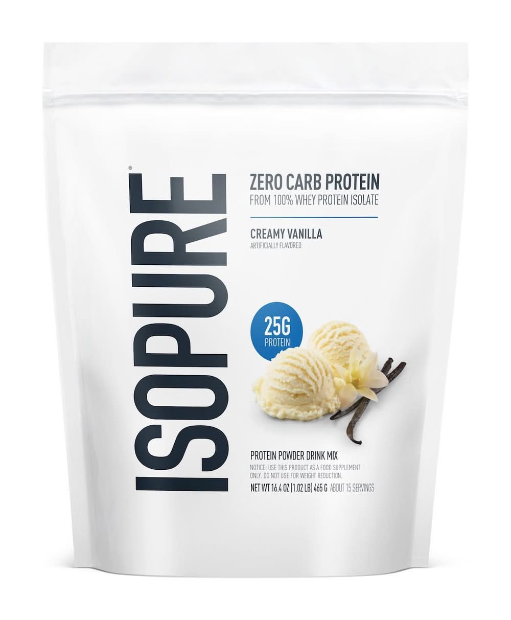 Isopure Zero Carb 100% Whey Isolate Protein Powder, Creamy Vanilla (16.4 oz)