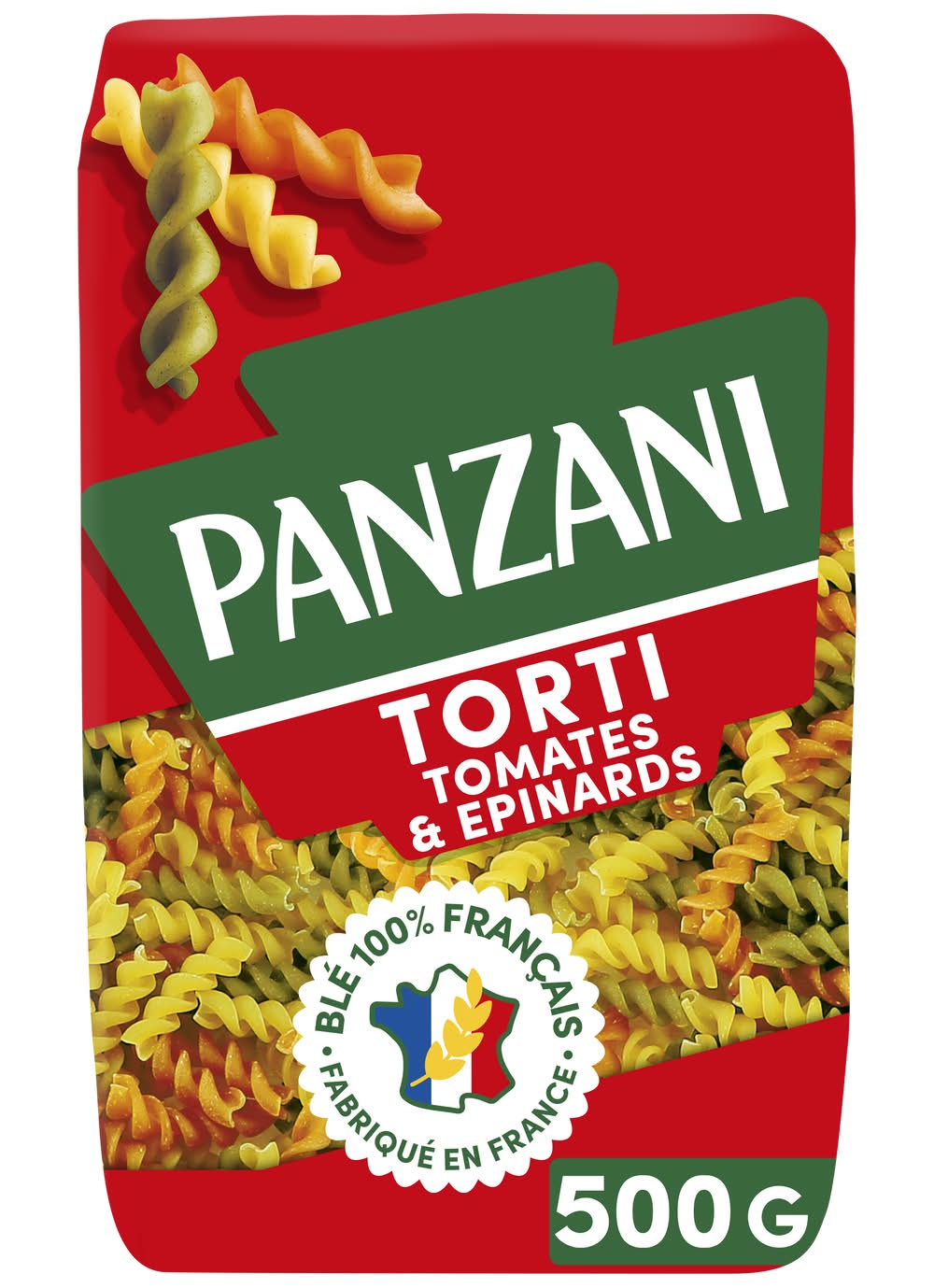 Panzani - Torti aromatisées à la tomate et aux épinards (500g)